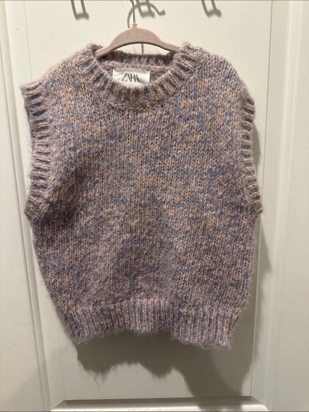 ZARA Lavender and Pink Marled Sleeveless Crew Knit Vest